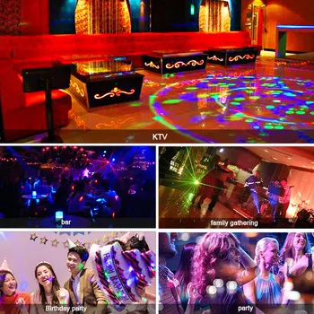 E27 LED Lempa Scenos Šviesos Efektas Lemputė 5W RGB 9W Spalvinga Kristalų Magija Kamuolys Garso Actived KTV DJ Disco Ball Šalies Lazerio Šviesos