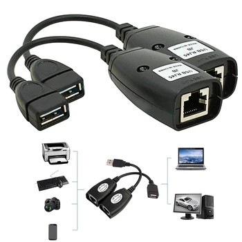 Elisona 2vnt USB į RJ45 LAN RJ 45 Laido Extension Adapter Extender 