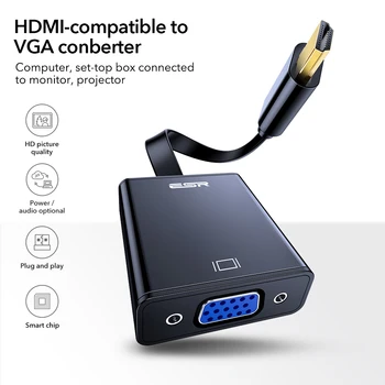 ESR HDMI suderinamus Į VGA Adapteris, skirtas Garso Kabelis Splitter VGA Konverteris Skaitmeninis HD 1080p PC Laptop Tablet Kabelio Adapteris