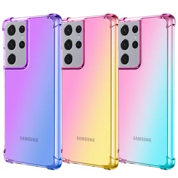 Fasamolong Pusė Skaidri Gradientas, Telefono dėklas, Skirtas Samsung Galaxy S21 Ultra S20 FE Plius oro Pagalvė Kampai, Minkšti Silicon Cover