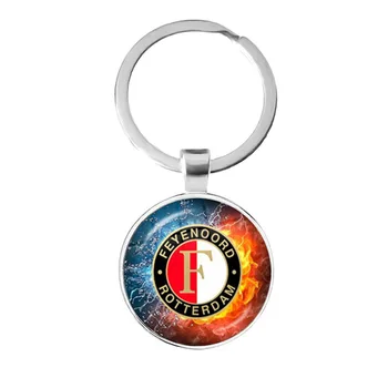 Feyenoord Rotterdam 25mm Stiklo Cabochon Key Chain Futbolo Lygos Logotipas Futbolo Klubas Keyrings Keychain Moterims, Vyrams Gerbėjų Dovana