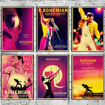 Filmo muzika Bohemian Rhapsody Freddie Mercury Karalienė retro stiliaus plakatą Bohemian Rhapsody Meno Dekoro sienos menas be Rėmelio o831
