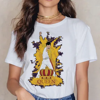 Freddie Mercury Karalienė Juosta Marškinėliai Moterims Harajuku Derliaus Ullzang T-shirt Mados Karalienė Marškinėlius 90s Grafinis Roko Viršuje Tees Moteris