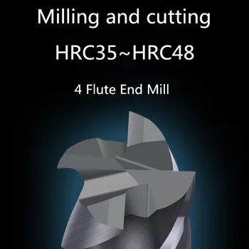 Frezavimo Cutter Metalo Pjovimo HRC50 4 Fleita Endmill 4mm 5mm, 6mm 8mm 10mm 12mm frezos Lydinio Karbido Pabaiga Malūnas Nemokamas pristatymas