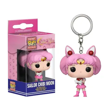 Funko POP Anime Sailor Moon Luna Chibi Mėnulis Keychain Vinilo Veiksmų Skaičius, Brinquedos Kolekcijos Modelis Žaislai Vaikams Dovanų