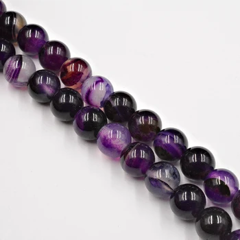 Gamtos Violetinė Surištas Stripe Onyx Agates Akmens Karoliukai 4-12mm Prarasti Granulių Papuošalai Padaryti Apyrankę 