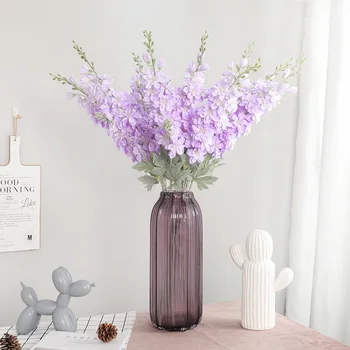 Gražus naujas Delphinium gėlių filialas flores šilko Dirbtinės gėlės namuose Vestuvių dekoravimas fleur artificielle