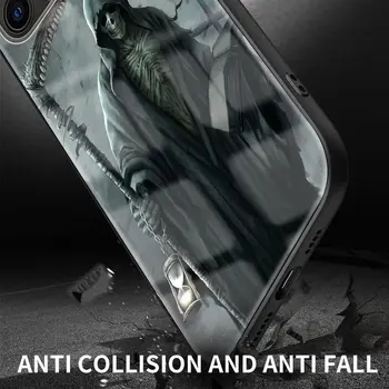 Grim Reaper Kaukolė Prabanga Atveju iPhone, 12 Mini Pro 11 XS Max X XR SE 7 8 6 6S Plus 11 12 Pro Max Grūdinto Stiklo Dangtis