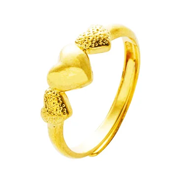 Grynas 24K aukso žiedų, skirtų moterų širdies formos žiedai 2019 naujas bauda vestuvinis žiedas vestuvinis žiedas NEMOKAMAS PRISTATYMAS