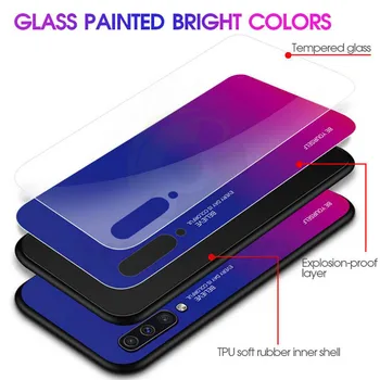 Grūdintas Stiklas Case For Samsung Galaxy A30s A50 Padengti Prabanga Gradientas Atveju Minkšto Silicio Rėmelis Bamperio Samsung 