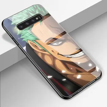 Grūdintas Stiklas Case for Samsung Galaxy S10 S10e S8 S9 Plus Pastaba 9 10 5G A51 A71 Telefono Dangtelį Anime One Piece Luffy Zoro Coque