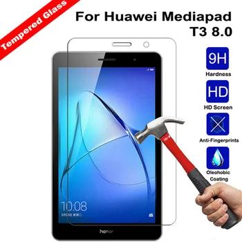 Grūdintas Stiklas Huawei MediaPad T3 8.0 KOB-W09 KOB-L09 Screen Protector Tablet Grūdinto Stiklo Filmas Garbė Žaisti Mygtukai 2 8