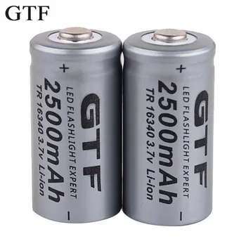 GTF), 3,7 V 2500mAh Ličio Li-ion 16340 CR123A Baterijos Akumuliatoriai 3,7 V CR123 Laser Pen LED Žibintuvėlis Ląstelių