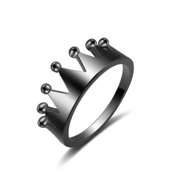 Hainon 2019 Naujas Mados Karūna Žiedai Juodojo Aukso Spalva Paprastas Šalies Sužadėtuvių Žiedai, Skirta Moterims Ir Vyrams, Poroms Žiedas Paskirstymo