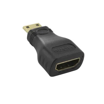 HDMI Mini HDMI adapteris-moterų ir vyrų, Mini HDMI, HDMI male jungtis / Female jungtis, Juoda, Aukso, Mini HDMI į Hdmi