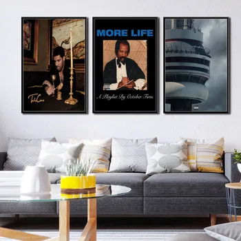 Hip-Hop Rap Star Drake Karšto Muzikos Albumas Daugiau Gyvenimo Vaizdai Kokybės Drobė, Tapyba, Plakatas Miegamasis Gyvenimo Sienos Menas Namų Dekoro Nuotrauką