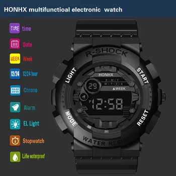 HONHX Prabanga Mens Skaitmeninis LED Watch Dienos Sporto Vyrų Lauko Elektroninių Žiūrėti Atsitiktinis Sporto LED Rankiniai Laikrodžiai relogio skaitmenines NAUJOS