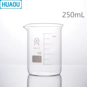 HUAOU 250mL Stiklo Stiklinę Mažai Forma Borosilikatinio 3.3 Stiklo su Gradacija ir Vandens kiekio Matavimo Puodelis Laboratorijos Chemijos Įranga