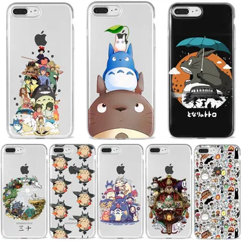 Japonų Animacinių filmų Ghibli Miyazaki Totoro Telefono dėklas skirtas iPhone 7 8 6S Plus X XS 11 12 Mini Pro MAX XR Coque Suave silikono padengti