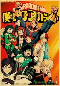 Japonų Anime, Mano Herojus akademinės bendruomenės Retro plakato Namų puošybai Kraft Plakatas, Tapyba Sienų lipdukai