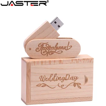 JASTER Klevas mediniai 64GB USB+box LOGOTIPAS spausdinti Flash Drive 4GB 8GB 16GB 32GB Pendrive USB 2.0 Usb stick