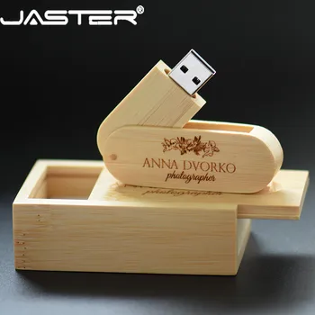 JASTER (nemokamai logotipą) Medinis USB 2.0 Flash Drive pendrive 8GB 16GB 32GB 64GB Sukimosi usb+ box memory Stick fotografija