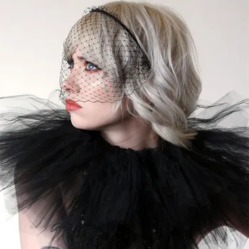 Juoda fascinator šydas lankelis Jennifer Lawrence juoda birdcage šydas gotikos nuotaka maskuotis kamuolys bachelorette šydas Hairbands