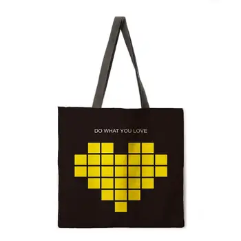 Juoda ir geltona Šiaurės geometrinis nešti maišą pečių maišą lininis audinys atsitiktinis tote krepšys sulankstomas pirkinių krepšys daugkartinio naudojimo paplūdimio krepšys