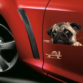 Juokinga 3D Pug Šunys Žiūrėti Automobilio Lango Lipdukas Mielas naminių Gyvūnėlių Šuniuką Lipdukas 20*30cm Automobilių Stiliaus Auto Reikmenys Dropshiping