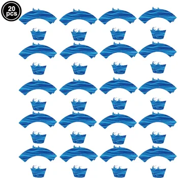 Jūrų Gyvybės Mėlyna Žuvų, Banginių 1st Baby Shower Puodeliai, Plokštės Vandenyno Tema su Gimtadieniu Balionas Cupcake Topper Popieriaus Dekoras Reklama