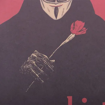 KAKLARAIŠTIS LER V for Vendetta Kraftpopieris Plakatas Filmą Derliaus Popieriaus Retro Plakato Menas, Sienų Apdaila Sienos Lipdukas 50.5X35cm