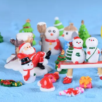 Kalėdinė Dekoracija Mini Dervos Santa Claus Sniego Medis Micro Kraštovaizdžio Modelis 