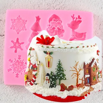 Kalėdų Serija Medžio Elnias Bell Snaigės Kalėdų Senelio Elnių Minkštas Silikono Formos Tortas Dekoravimo Bakeware Šokolado Pelėsių
