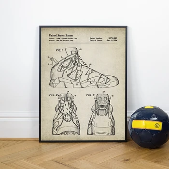 Karšto Sneaker Bateliai Patentų Senovinių Plakatų ir grafikos Populiarus Batus Dovanų Idėja paveiksl Drobė, Tapyba Sienų Dekoras