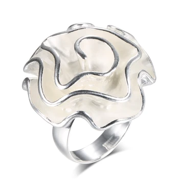 Kinel Karšto Mados Balto Emalio Rožės Žiedas Moterims Aukso Spalvos Kartus Geometrinis Modelis, Šalis Punk Sužadėtuvių Žiedai Papuošalai