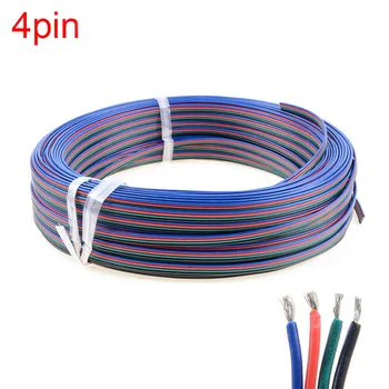 Konservų vario 22AWG led RGB kabelis,4 pin RGB kabelis PVC izoliuoti laidai, 22 awg UL2468 juostos pratęsimo prijunkite laidą