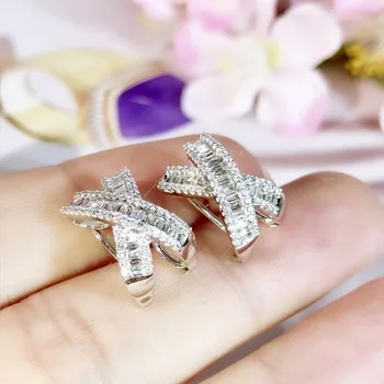 Korėjos didelių X formos blizga kristalų moterų auskarai vestuvės vestuvinis Valentino Dienos dovana populiarus juvelyrikos bijoux