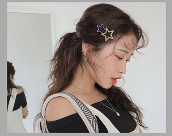 Korėjos Turas Star Plaukų Clips Moterų Derliaus Geometrinis Lydinio Hairband Elegantiškas Merginos Bang Hairgrip Žiburių Plaukų Aksesuarai