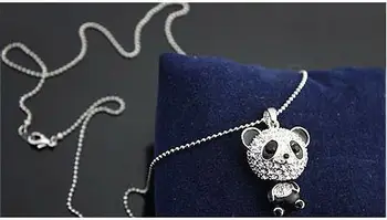 Korėjos Versija Mažas Flash Lydinio, Kristalų Mielas Didelis Galvos Panda Pakabukas Naujas Megztinis Grandinės Moterų Karoliai, Papuošalai Didmeninė