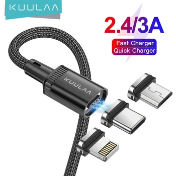 KUULAA 3A USB Magnetinio Kabelis, Baterija Micro c Tipo 