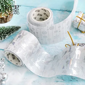 Kūrybos lazerio Sidabro Kalėdų elnias Gilding Washi Tape Lipnia Juosta 
