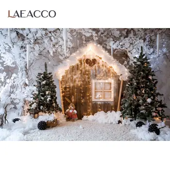 Laeacco Vinilo Medienos Kalėdų Fonas Fotografijai Žiemos Sniego Senį Dovana Kūdikių Naujagimių Portretas Fone Photocall