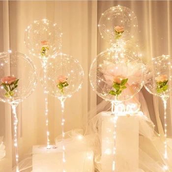 Led Balionas Stovi Kolonėlės, Šviesos Skaidrus Bobo Balionai Stovi LED String Žiburiai Kalėdų, Vestuvių, Gimtadienių Dekoracijos