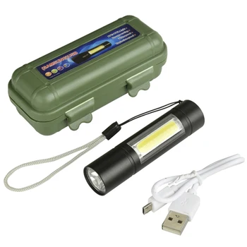 LED Žibintuvėlis Micro USB Įkrovimo Žibintų 3 Režimas Žibintuvėlis atsparus Vandeniui, Built-in Baterijos, Šviesos, Kempingas Q5 & COB 2000LM Lemputes