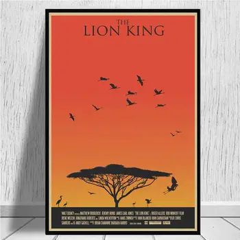 Liūtas Karalius klasikinių animacinių filmų kino filmo kraftpopieris Kavinė baras plakatas Retro Plakato, dekoratyvinis dažymas