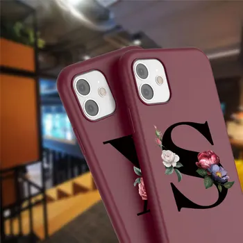 Lovebay 26 Pradinės Raidė Z Telefono dėklas Skirtas iPhone 11 Pro Max SE 2020 7 8 Plus X XR XS Max Vyno Raudona Minkštos TPU Padengti Apsauga