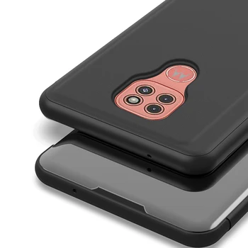 Luxury Smart Veidrodis, Flip Case For Motorola Moto G9 Žaisti Aiškiai Matyti, PU Oda Atramą Dėl Moto G9 Plius Galinį Dangtelį Coque
