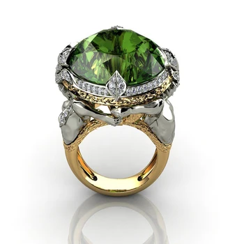 Madingi Prabangūs Moterų Žiedas Su Undinė Alyvuogių Žalia Kubinių Zirconia Žiedas Moterims Vestuvės Kokteilis Papuošalai