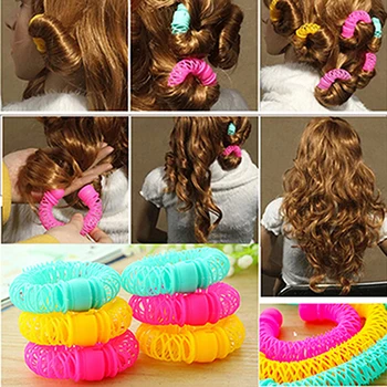 Mados 8pcs Magic Hair Curler Spiralės Garbanos Roller Spurgos Curl Plaukų Formavimo Įrankis, plaukų aksesuarai