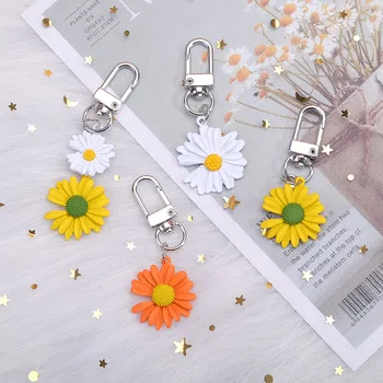 Mados Daisy Keychain Korėjos Gėlių Key Chain Ausinės Padengti Rankinėje Kuprinė Ornamentu Paketų Prižiūrėtojų Raktinę Velykų Žavesio Klavišą Aksesuarai Moterims